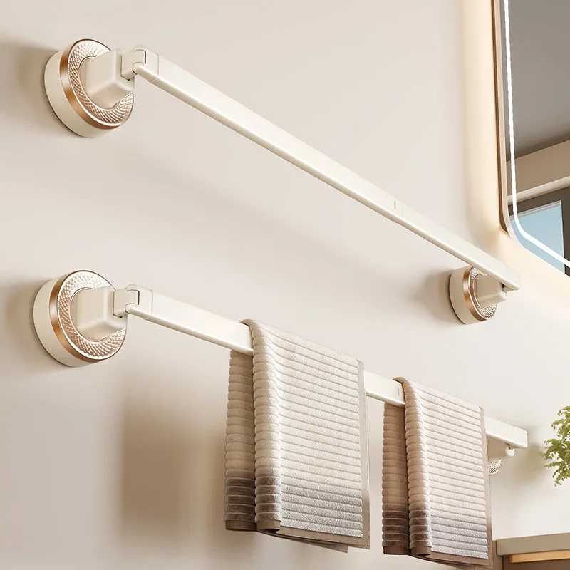 

Premium Suction Towel Rack No Drill Foldable Bathroom Towel Bar Wall Mount Space Saving Stainless Steel Holder