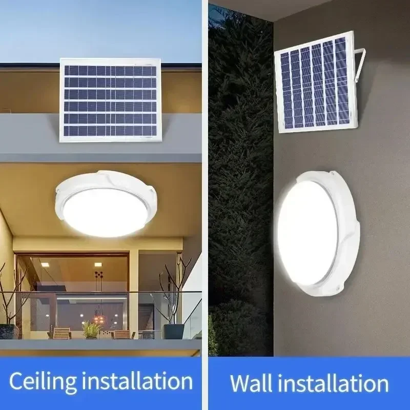 500/60W LED Solar Ceiling Light IP65 Waterproof Pendant Light Outdoor Solar-Power Lamp Corridor Light for Garden Decoration