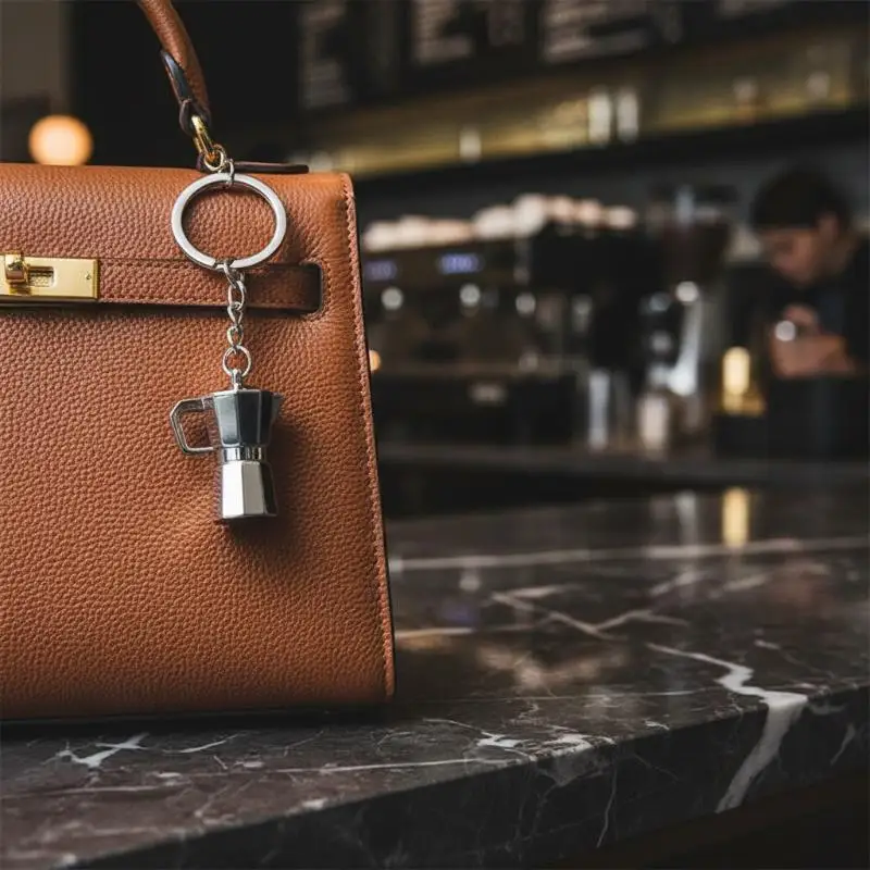 Portable Moka Pot Keychain Creative Coffee Lover Pendant Anti-Rust Key Ring for Backpack Charm Souvenir