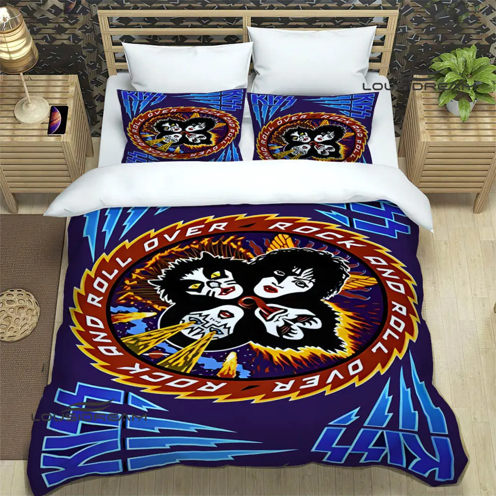 KISS band Printed Bedding Sets exquisite bed supplies set duvet cover bed comforter set bedding set luxury birthday gift