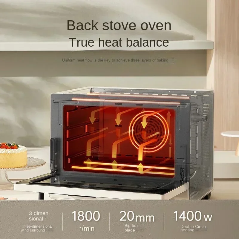 فرن كهربائي منزلي عبر الحدود فرن الرياح موقد مفتوح متعدد الوظائف 40L فرن كهربائي بطانة داخلية من المينا ثلاث طبقات #2