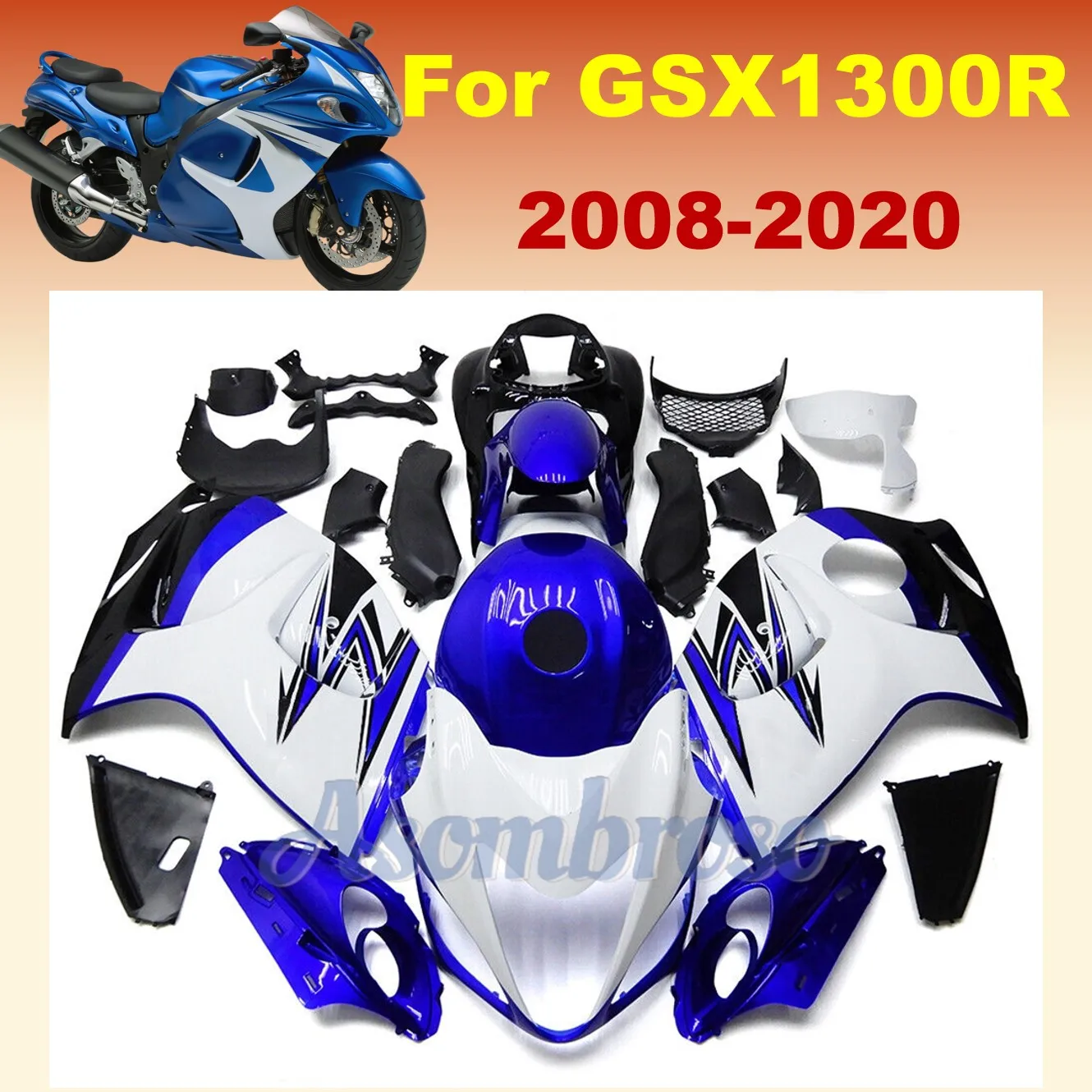 Blue White Bodys Kit for Suzuki Hayabusa GSX1300R 2008-2020 GSXR1300 09 10 11 12 13 14 15 16 19 18 Motorcycle Fairing kits
