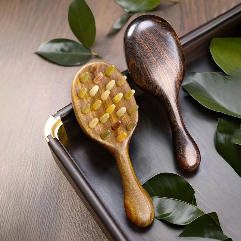 Horn Scalp Massage , Sandalwood , Gua Sha Therapy, Meridian Comb, Promotes Smooth Hair, Wide Teeth, Reduces Ha