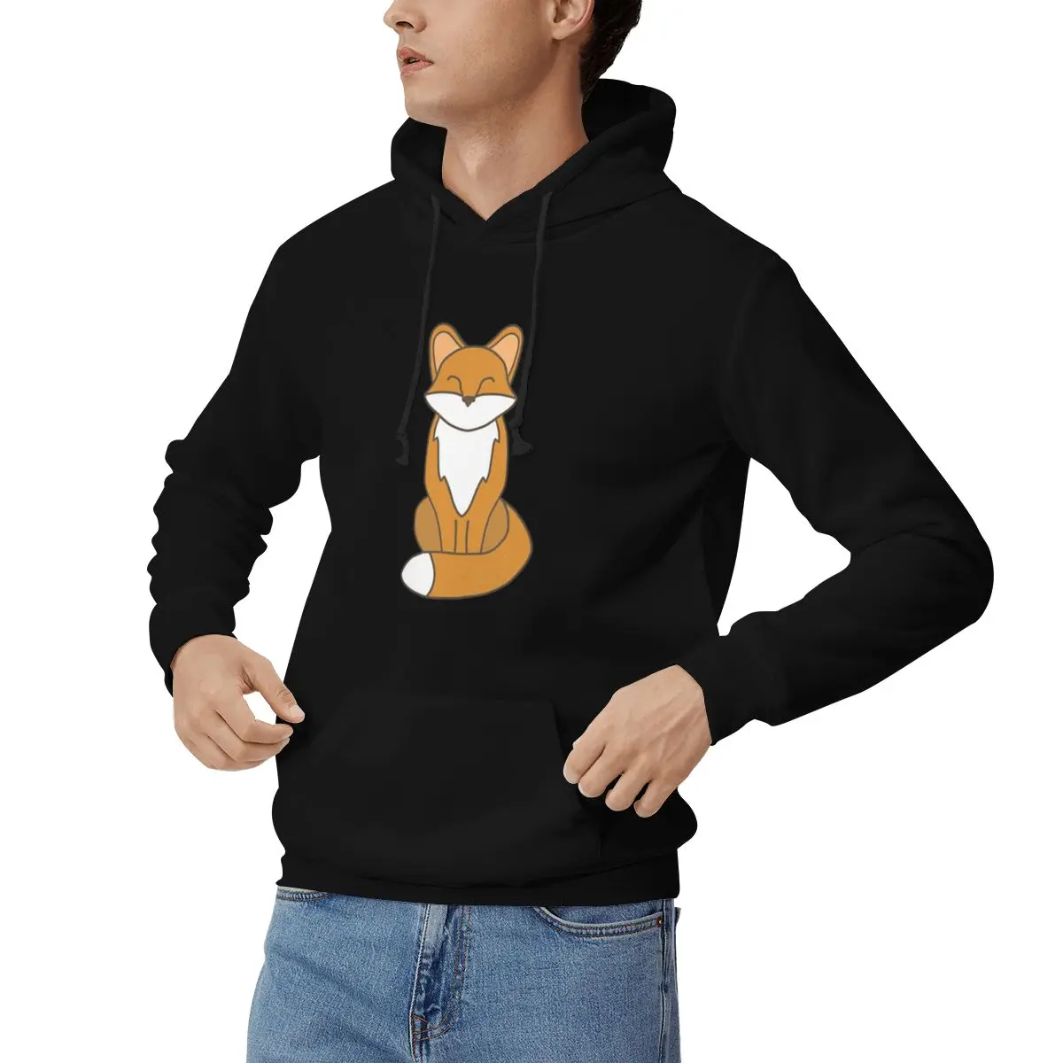 Cute Fox Sitting Hoodies Men's Women Casual Pullover Sweatshirt Harajuku Long Sleeve Clothing Autumn Winter