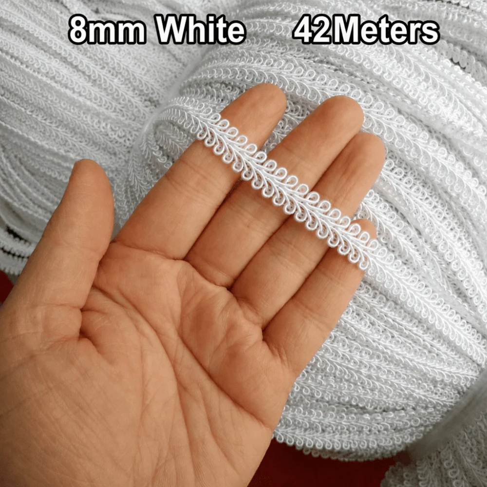 42M Length 8mm Width Herringbone Lace Trim Gold Silver Tone Herringbone Grain Flat Weave Ribbon Centipede Design Flat Weave