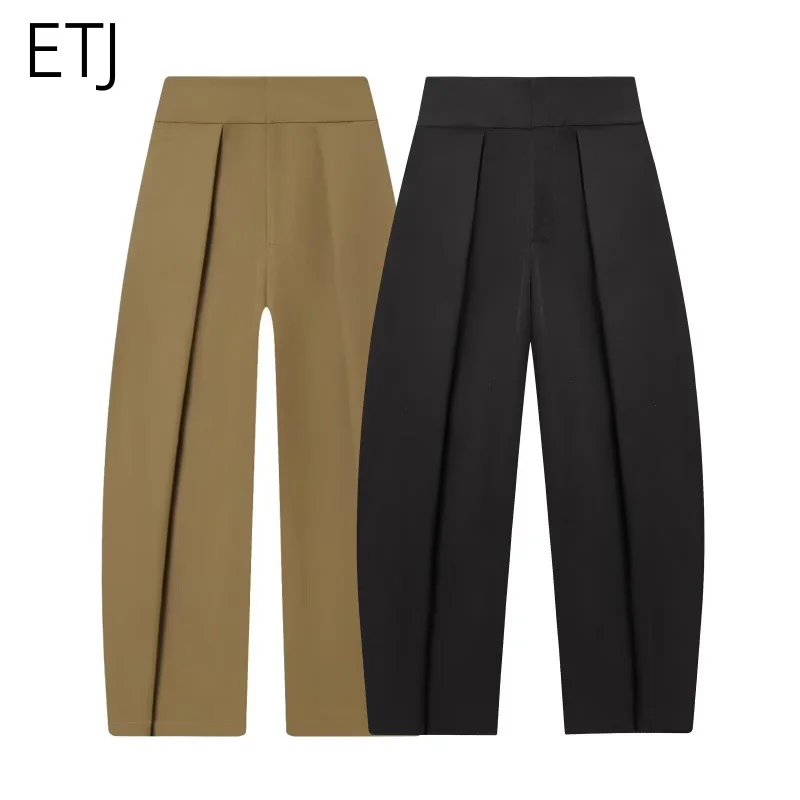 Pantalon palazzo plissé taille haute coupe ample ETJ 2026 pour femme, idéal pour le travail, les voyages et les tenues décontractées