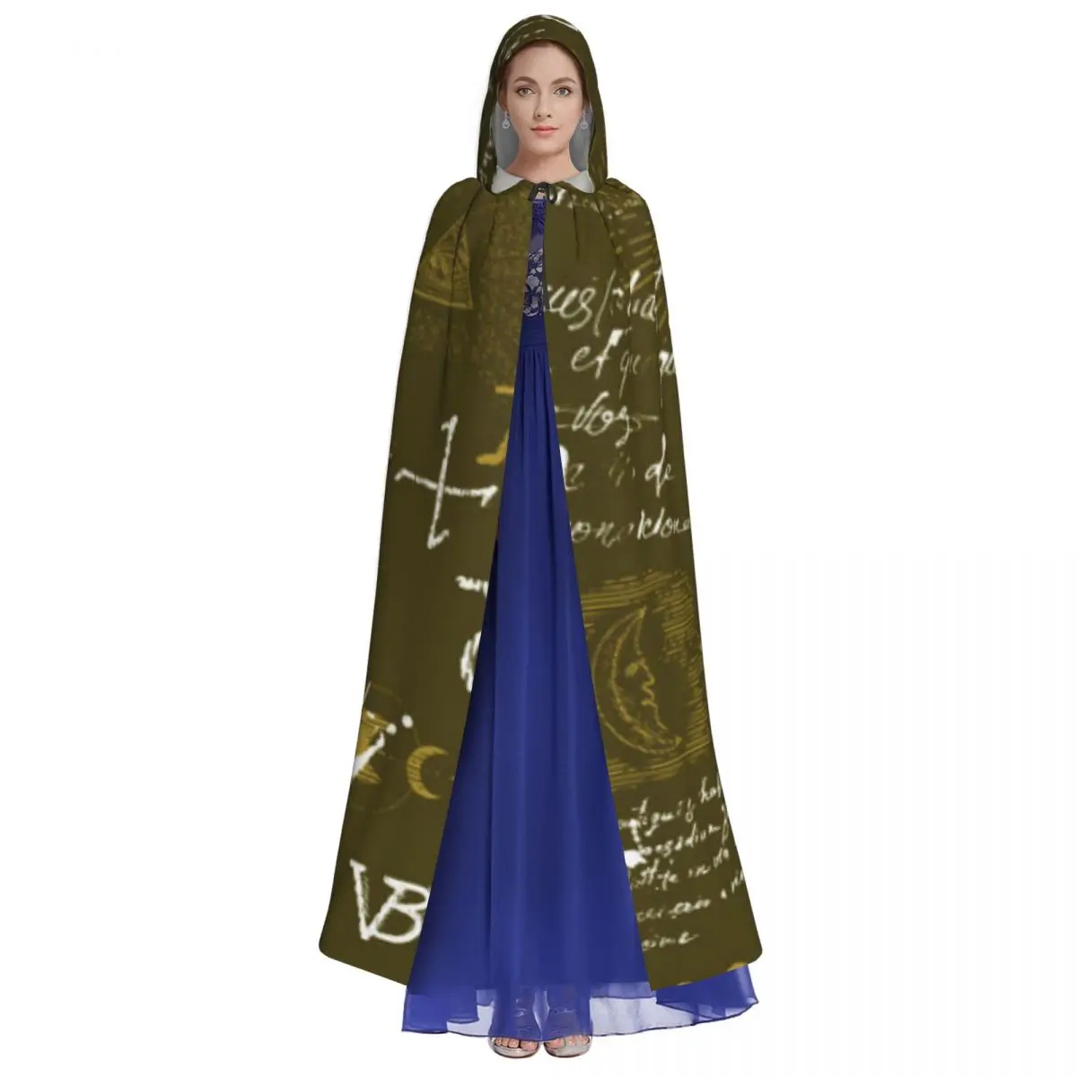 Adult Halloween Esoteric Manuscript Cloak Cape Hooded Medieval Costume Full Length Dress Coat image 2