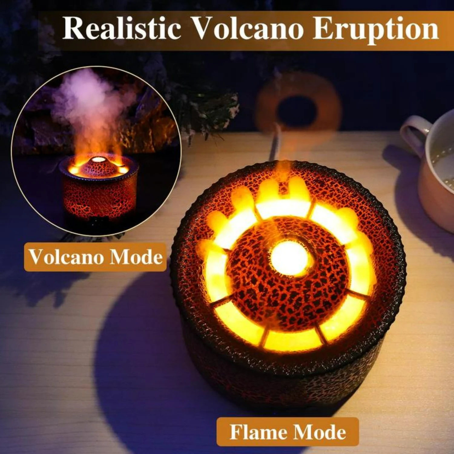 "High-capacity Air Humidifier with Essential Oil Diffuser & Realistic Flame Effects - Perfect for Bedroom Use"