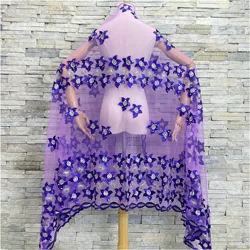 New Fashion African Scarf  Women Muslim Ramadan Long Hijabs  Dubai Islam  Ladies Turban Tulle Embroider Wraps Shawl 220x110cm