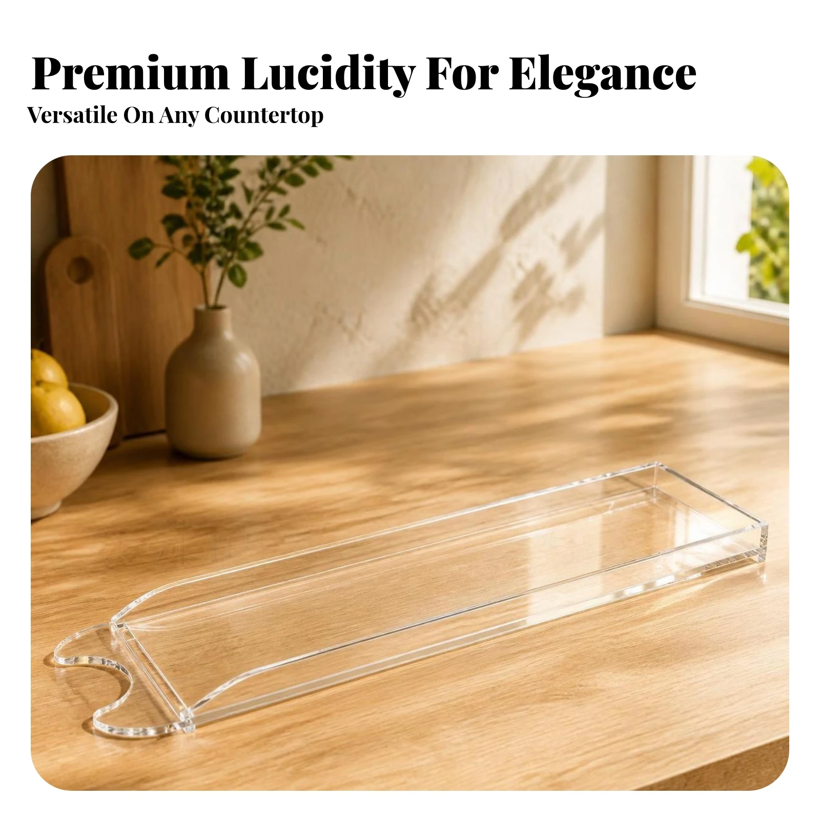 Toaster Base with Cutout Space-Saving Acrylic Tray with Anti-Slip Pads for Kitchen Countertop