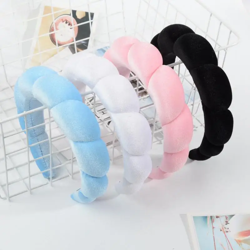 Makeup Headband Puffy Spa Headband Sponge Terry Towel Cloth Fabric Headbands For Women Cute Hair Accessories For Skincare