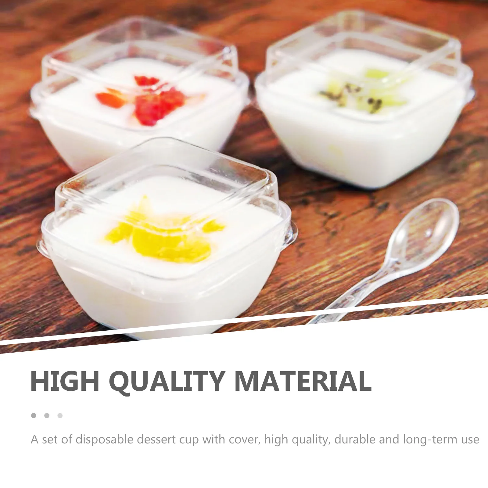 

50Sets Clear Dessert Cups Transparent Disposable Salad Pudding Mousse Party Wedding Home Use Dessert Cups Clear Yogurt Cup