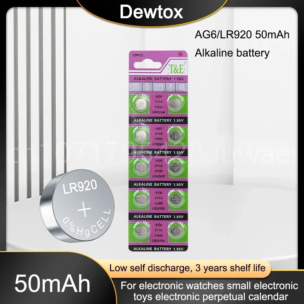 10-20PCS AG6 AG 6 SR290SW LR921 Watch Clock Pilas Alkaline Batteries SR920SW LR920SW Button Coin Cell Battery for Computer Toys