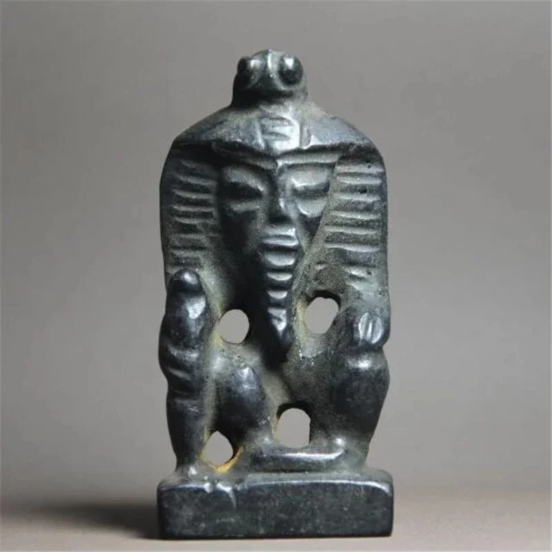 Hongshan Culture Archaize Black Iron Meteorite Pharaoh Sun God Statue