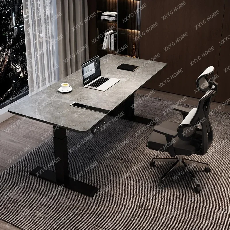 Creative L-shaped Writing Desk Modern Minimalist Executive Lift Computer Desk Solid Wood Electric Office Furniture