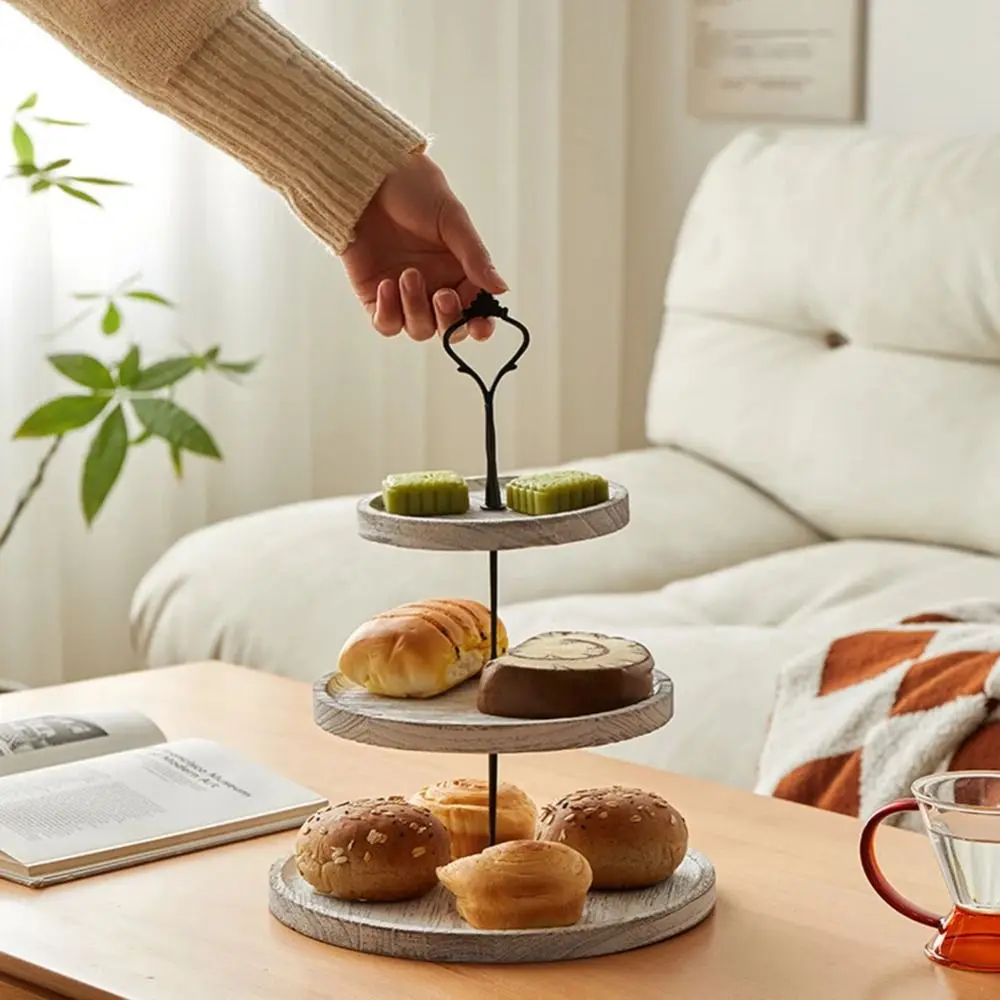 2/3-Layer حامل كب كيك خشبي ديكور قوي كعكة تخدم صينية استخدام على نطاق واسع انفصال الحلوى رف شاشة الفواكه المجففة