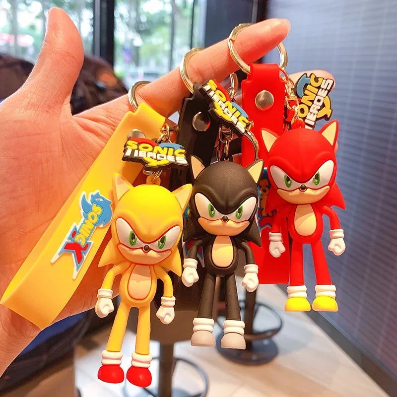 Sonic Anime PVC Keychain Doll Pendants Collection Action Figure Toys Cartoon Bag Accessries Cute Car Keyrings Kids Birthday Gift