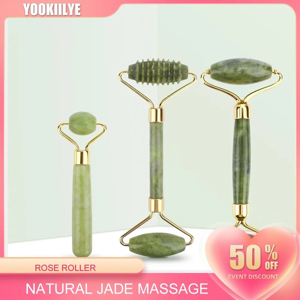 Ngọc Bích Tự Nhiên Lăn Massage Thạch Anh Hồng Đôi Đầu Đá Ngọc Bích Nâng Cơ Mặt Giảm Béo CuộN Máy Mát Xa Mặt Chăm Sóc Da Toàn Thân dụng Cụ