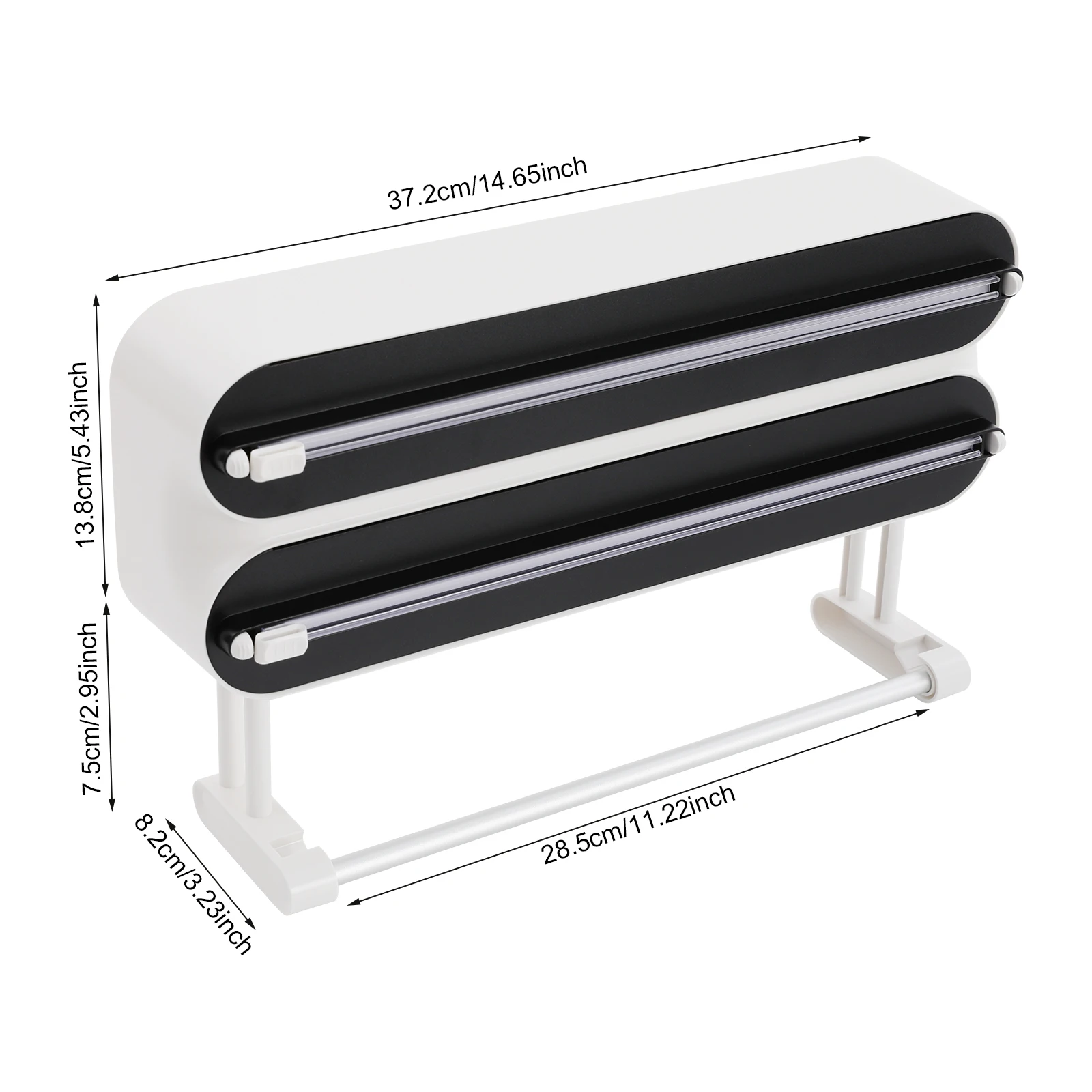 Wandmontierter Frischhaltefolien-Spender mit 2 Haken, 3-in-1 Wandrollenhalter für die Küche, Aluminiumfolien-Spender (ohne Frischhaltefolie) – Detail 4