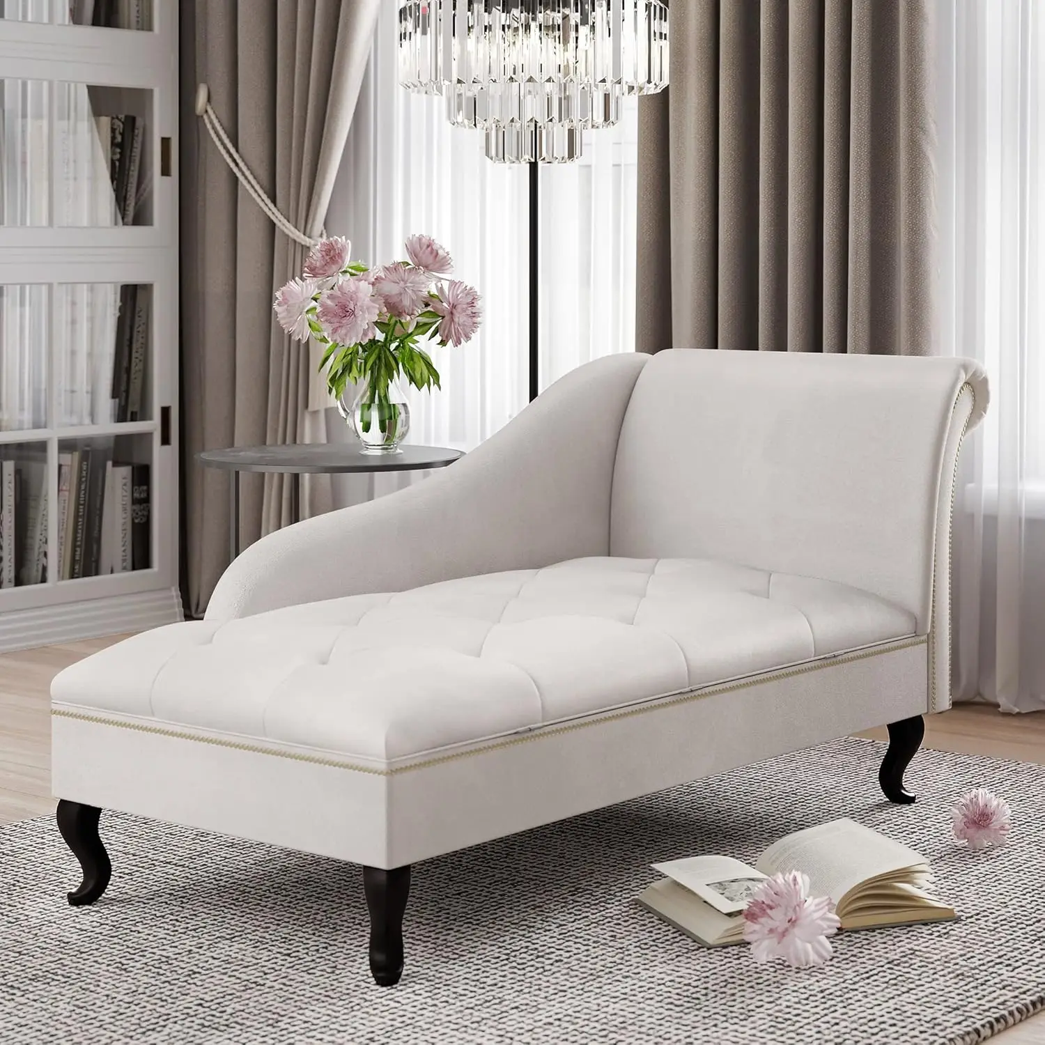 Elegant Victorian Vintage Style Upholstered Couch for Bedroom or Living Room