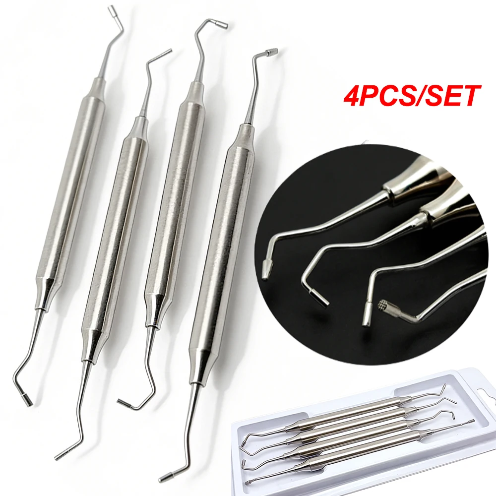 4Pcs/ Set Dental Bone Graft Filling Instrument Kit Bone Powder Delivery Device & Burnisher Plugger tool