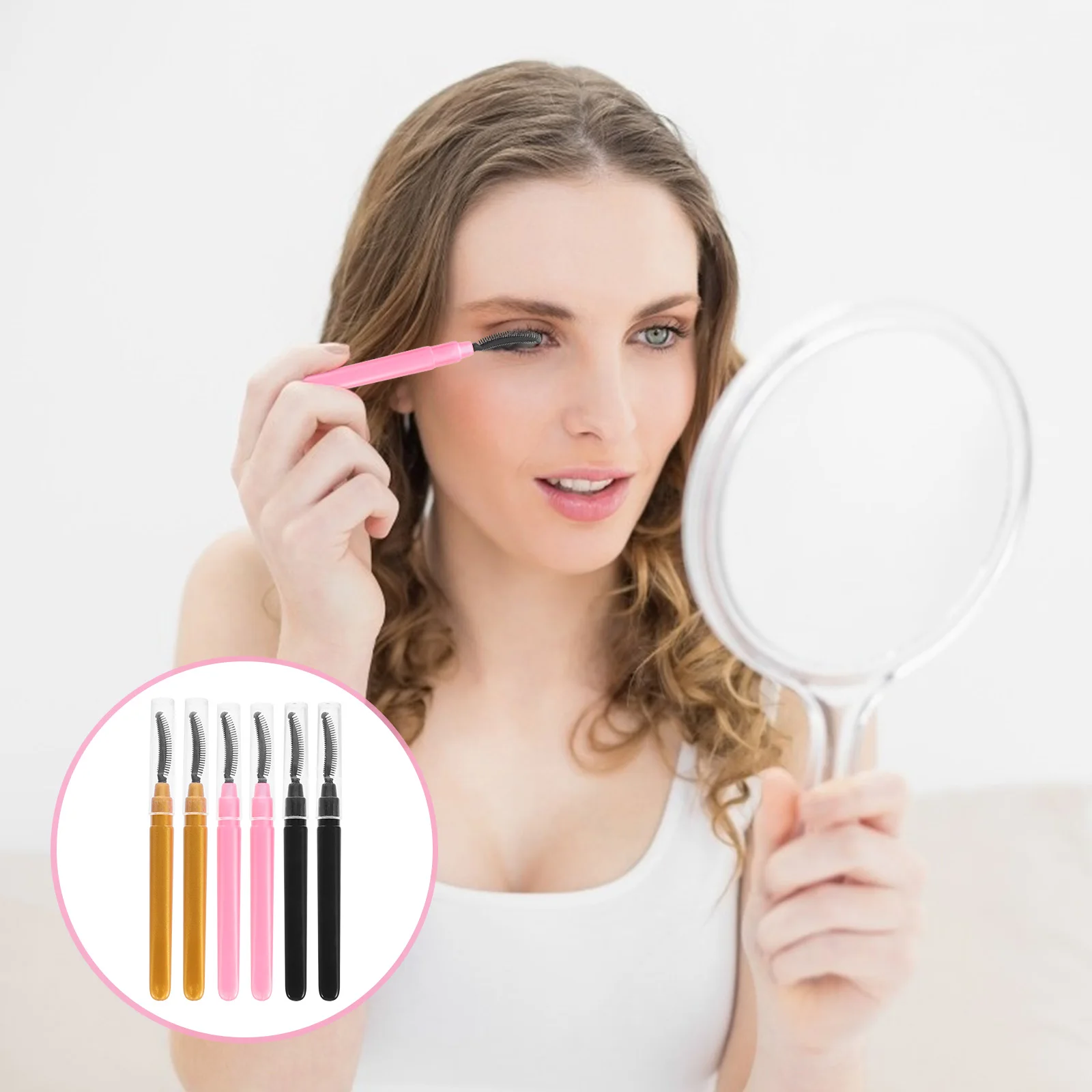 Brosse à cils en Silicone, baguette à cils, applicateur de Mascara, brosse de maquillage, légère et Portable, outil de maquillage pour les yeux, 6 pièces