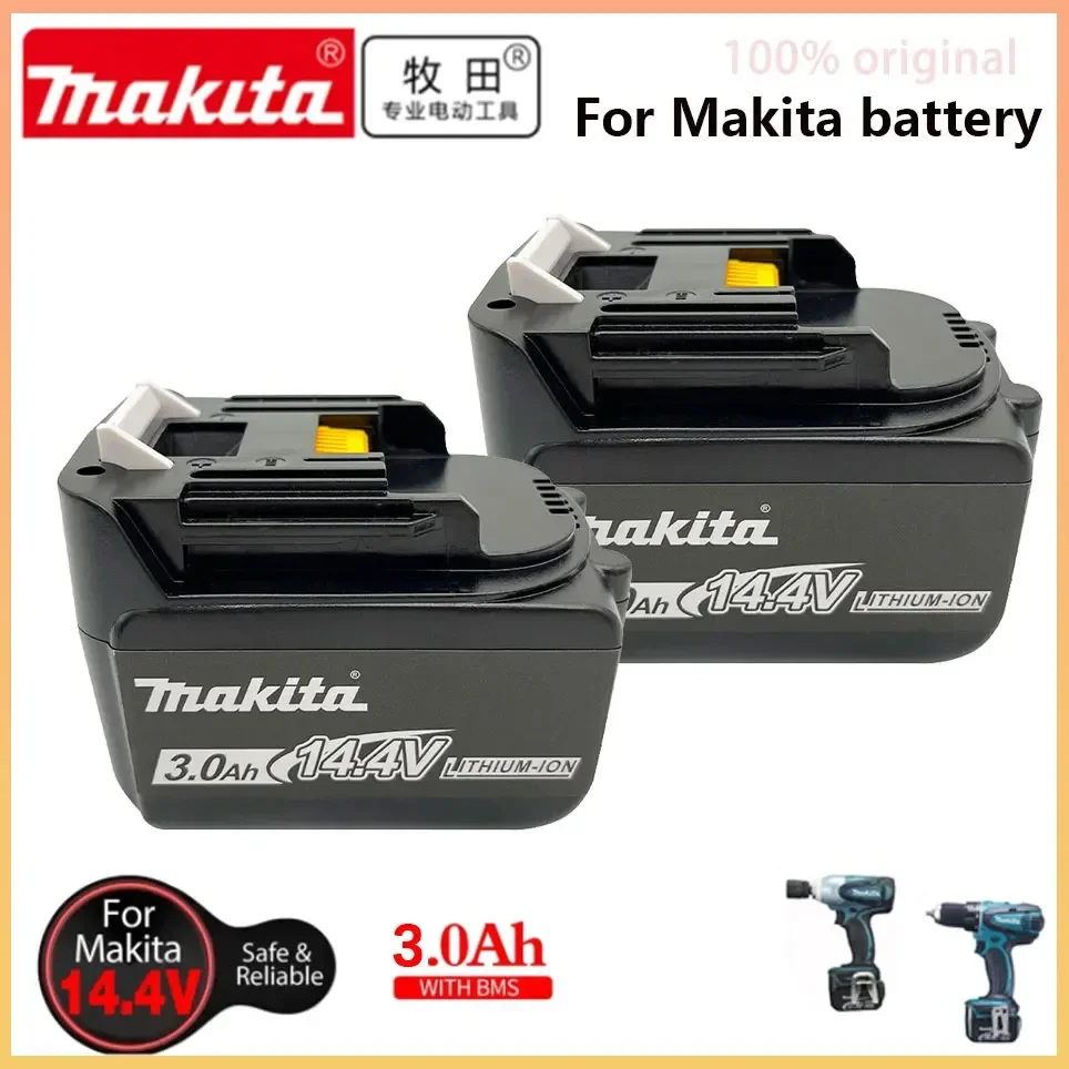 

Original Makita 3000mAh 14.4V Rechargeable Li-ion Battery For Makita 14V Power Tools 3.0Ah Batteries BL1460 BL1430 1415 194066-1