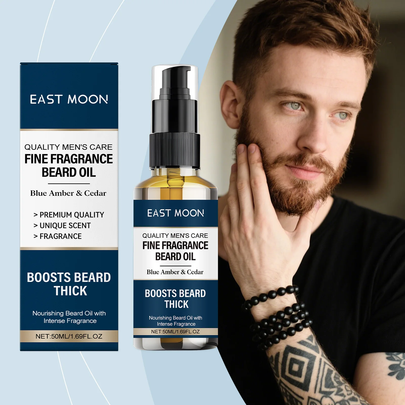 Natural Beard Oil for Men Vanilla Scent Hydrates Repairs Beard Roots Growth Fuller Thicker Styling Care