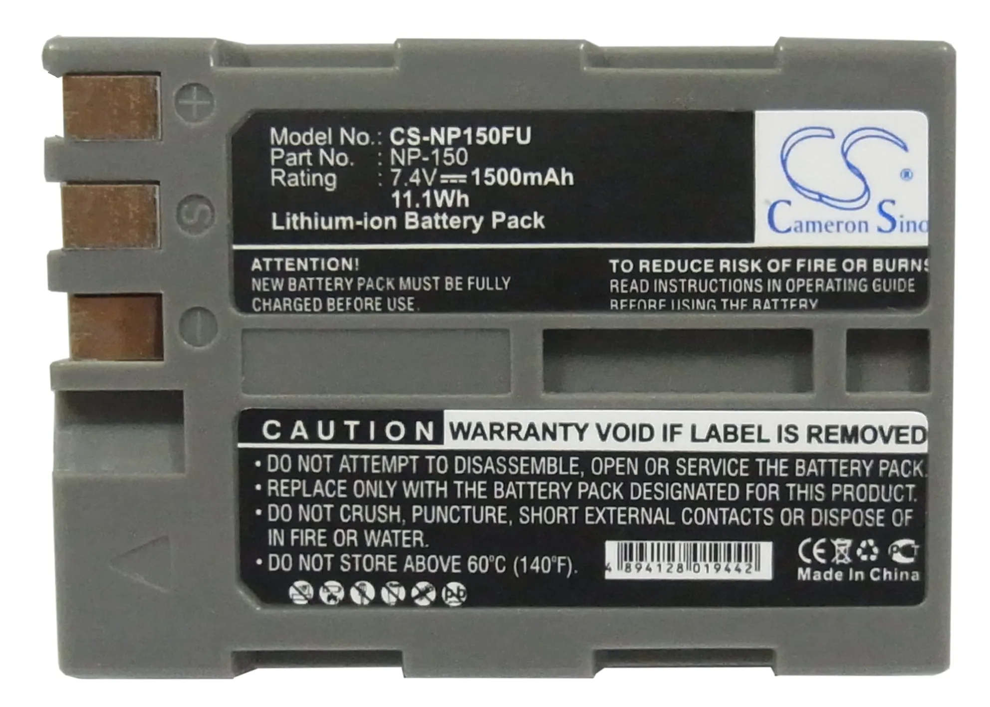 CS Replacement Battery for Fujifilm,Fujifilm BC-150,FinePix S5 pro,IS Pro PN:BC-150,NP-150 1500mAh / 11.1Wh