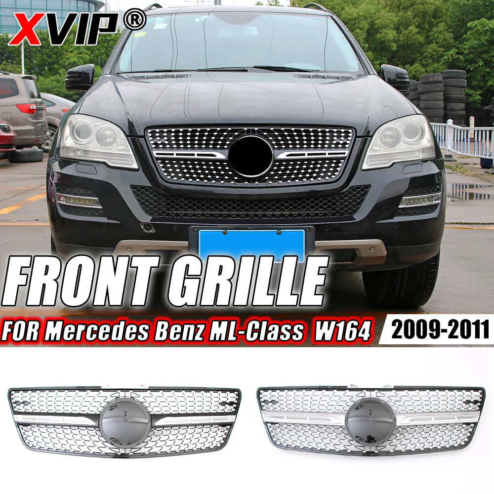 XVIP Chrome Black Diamonds Style Front Racing Grille For Mercedes Benz ML-Class W164 2009-2011 ML350 ML500 ML550 Bumper Grilles