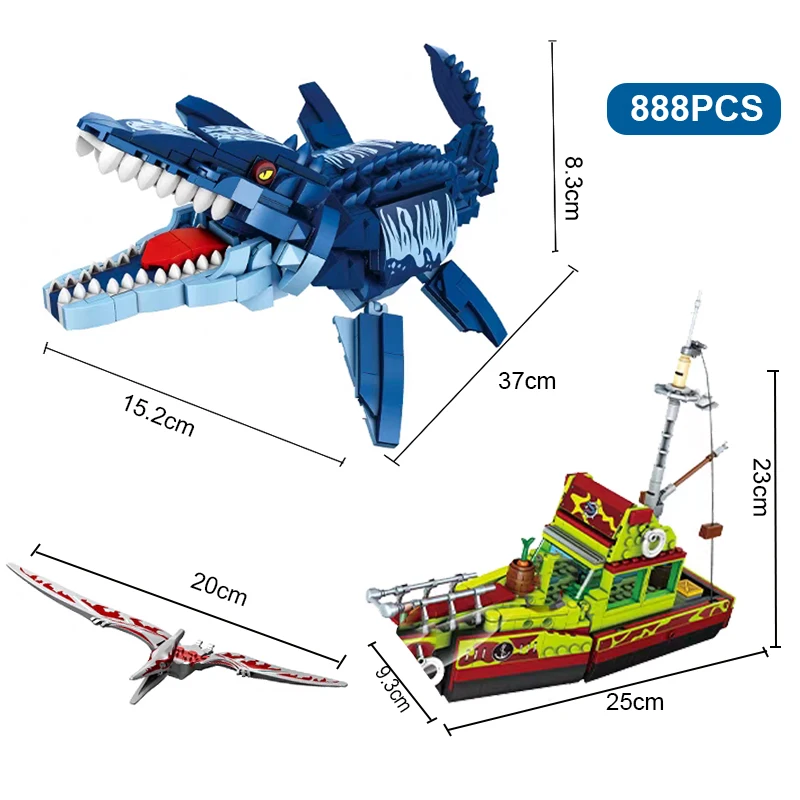 Escape Canglong Mond Bouwstenen Jurassic World Mosasaurus Aanval Schip Bakstenen Speelgoed Dinosaurus Thema Voor Kinderen Gift