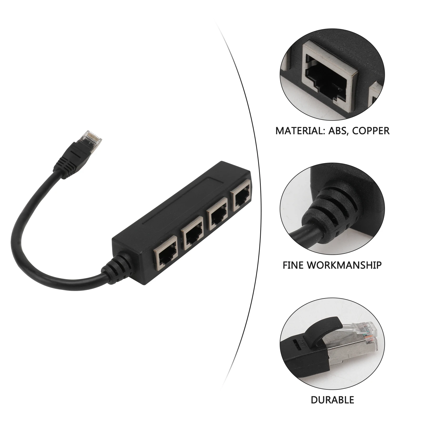 

4 slot Network Splitter Distributor Copper ABS Compact Lightweight Design Stable Signal Transmission Practical Use