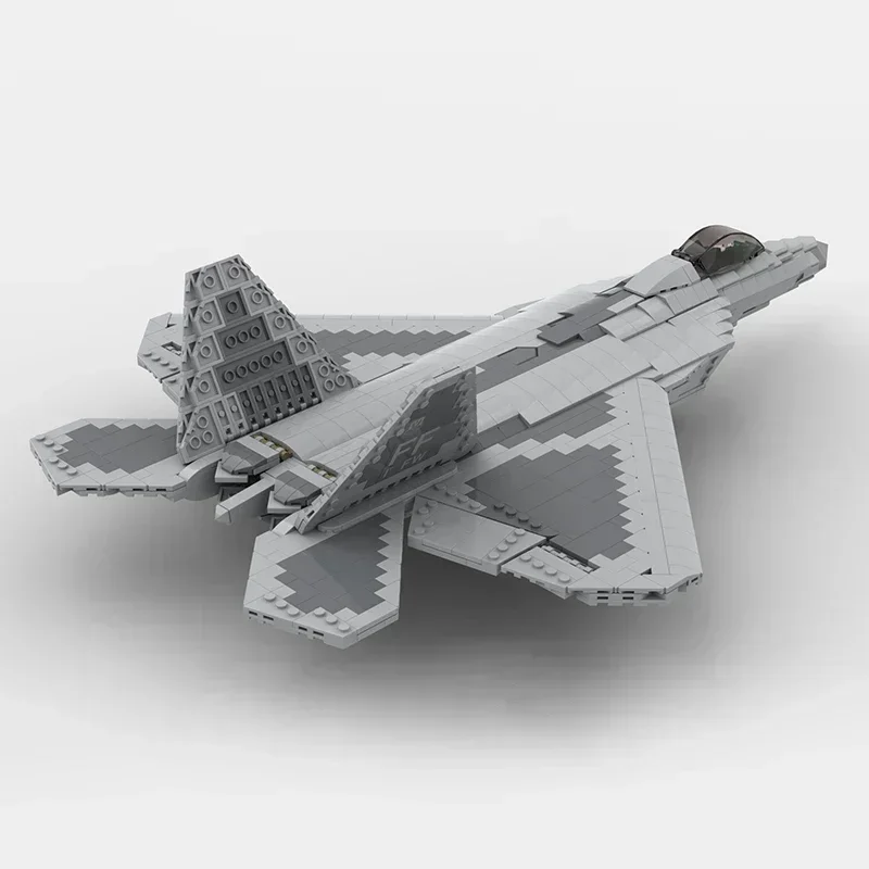 Moc Building Bricks Military Fighter Model 1:35 F-22 Raptor Blocks Toys