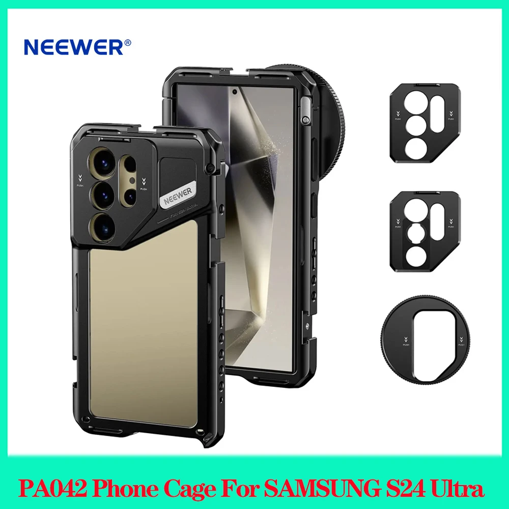 

NEEWER PA042 Phone Cage For SAMSUNG S24 Ultra Protective Case Smartphone Video Rig with Filter/Lens Adapter for video recording