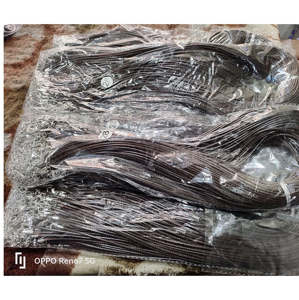 

Fast Ship 2mm coffee Wax Leather Cord Necklace Rope 60cm Chain Lobster Clasp DIY Jewelry Accessories Wholesale 100pcs/lot