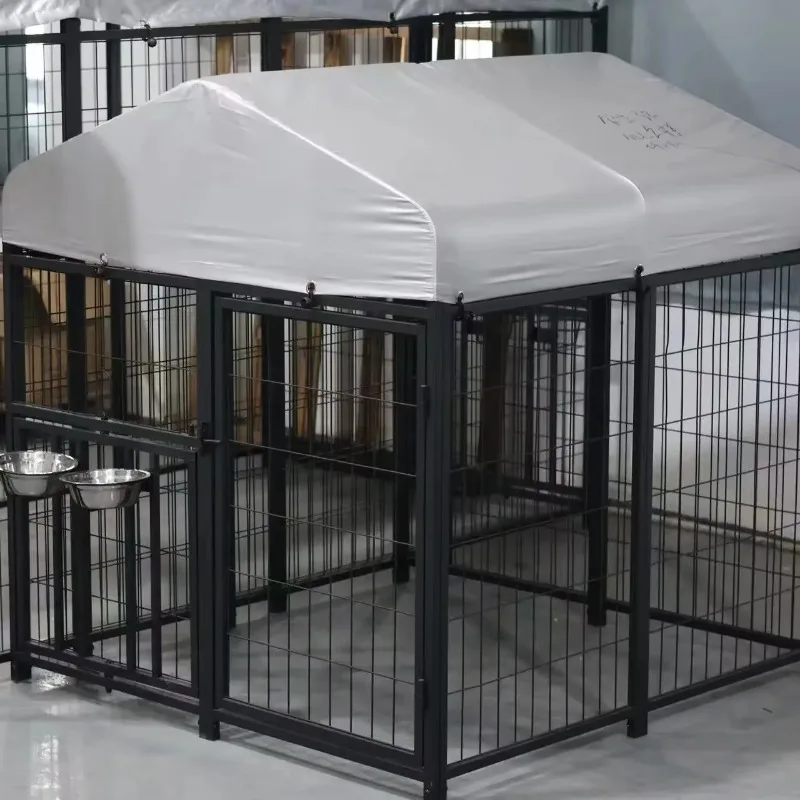 

Modern Style Large Outdoor Dog Kennel with Easy-to-Clean Roof Breathable Pet Cage for Convenient Care of Puppies and Dogs