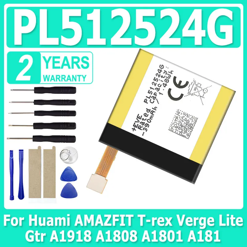 PL512524G PL502524V Battery For Huami AMAZFIT T-rex Verge Lite Gtr A1918 A1808 A1801 A1811 NEW Smart Watch Batterie + Free Tools