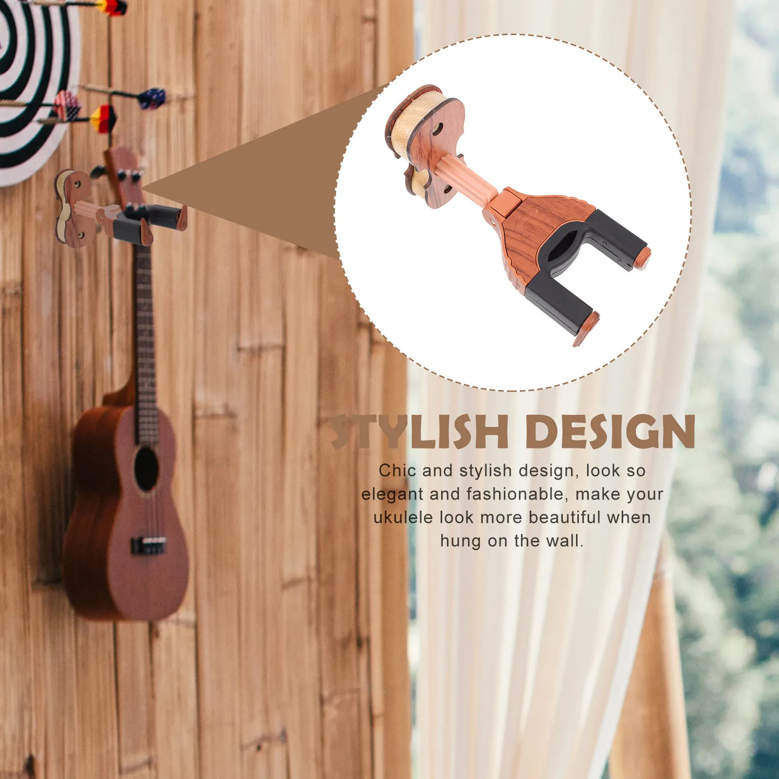 1Pcs Ukulele Automatic Lock Hook Wall Mounted Holder Strong Load Capacity for Violin Viola Instruments Violin Wall Hanger