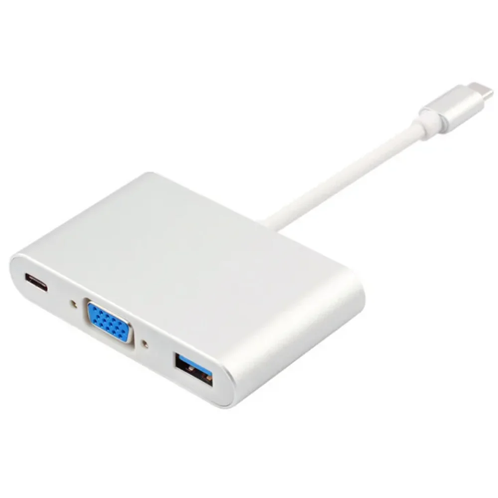 USB 3.1 Tipo-C a VGA USB 3.0 3.1 USB-C HD 3IN1 HUB Porta di Ricarica Cavo Adattatore adattatore
