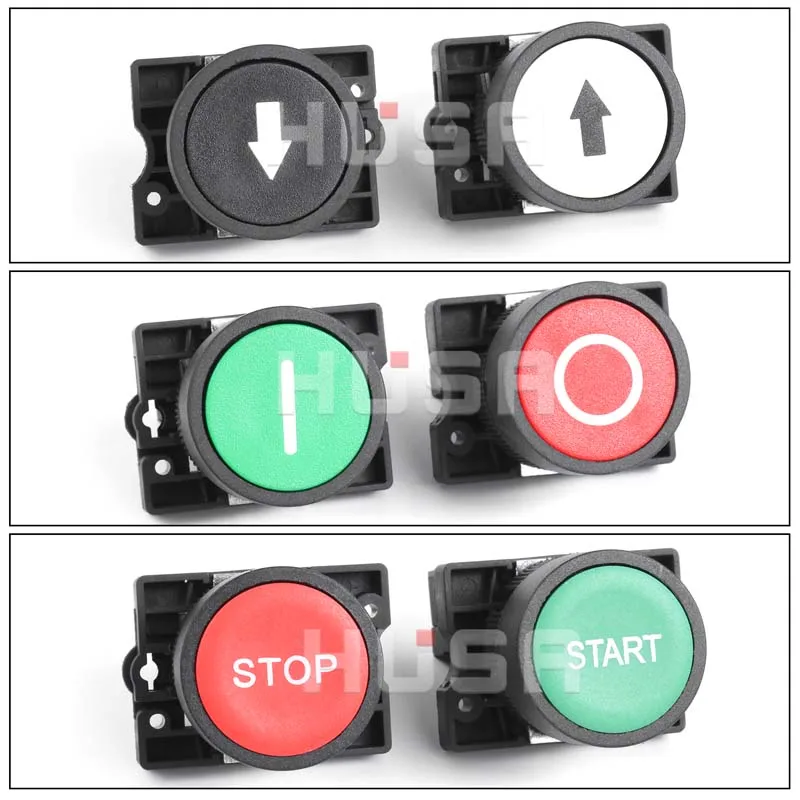 XB2 Button switch self reset flat head 22mm start 1NO NC Momentary Push Button Switch Plastic head graphics DIY stop start