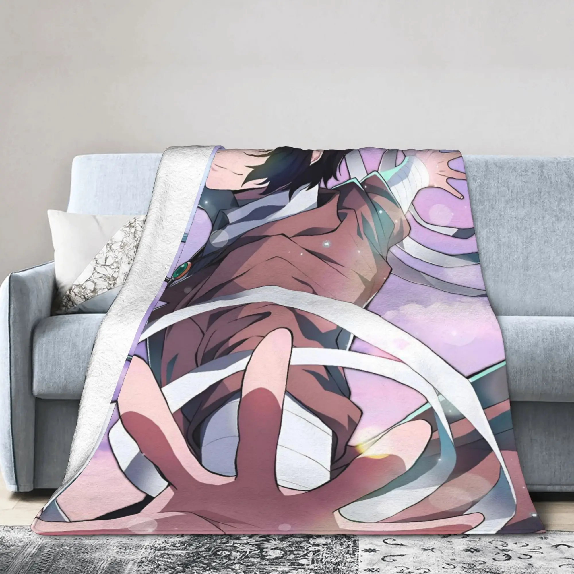 Dazai Bungo Stray Dogs Blanket Flannel Autumn/Winter   Multifunction Warm Throw Blanket for Bed Office Bedspread