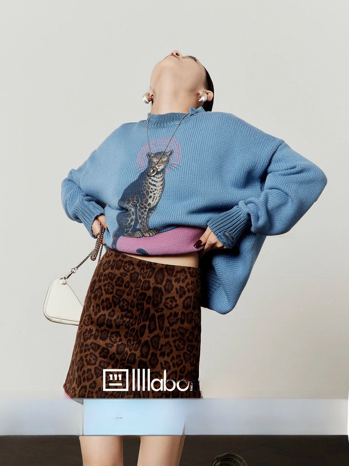 

Loose Knitted Blue Sweater Women's Casual Sle Printed Casual Spring New Arrival Zhou Li Wu Brand Pink eup Ceremony