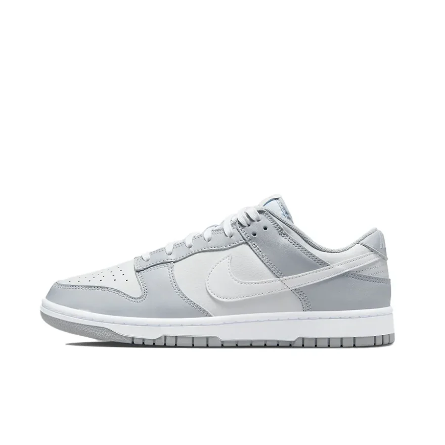 Nike White Grey Colorway Dunk Low Original Trend Board Shoes Lekkie, antypoślizgowe buty na co dzień