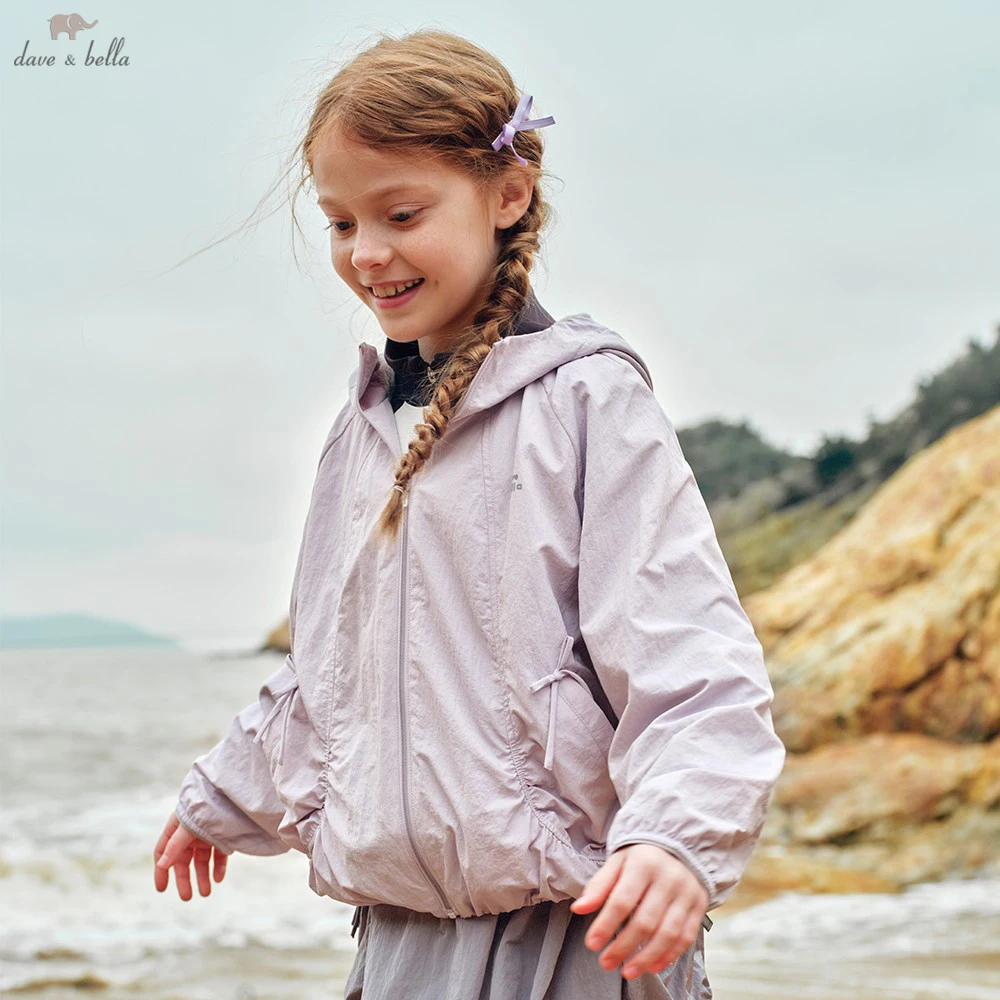 Dave Bella Girls Spring Autumn Jacket Velvet Coat for Children Outdoor Sports Hoodie Kids Outerwear Clothing Coat DK3264180