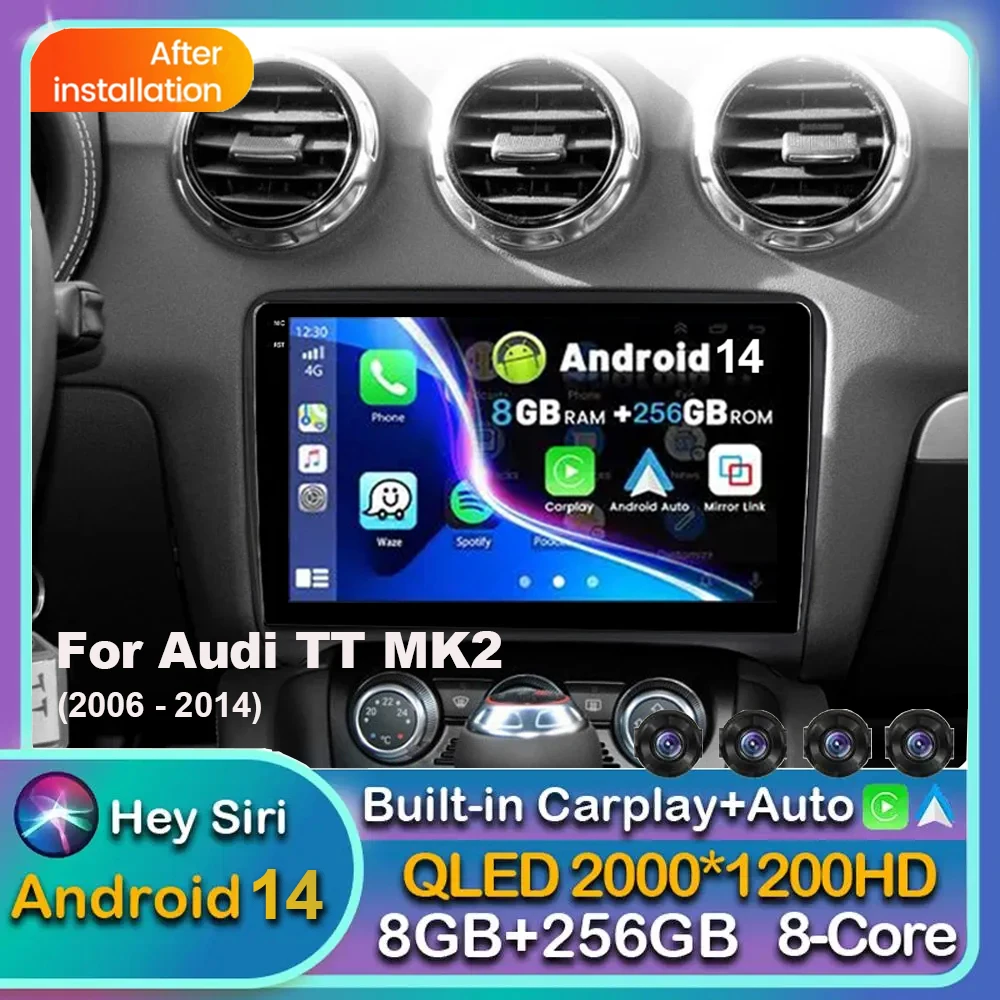 

Android 14 Carplay Auto Car Radio For Audi TT MK2 8J 2006 2007 2008 2009 2010 2011 2012 Multimedia GPS Player Stereo 2din DSP 4G