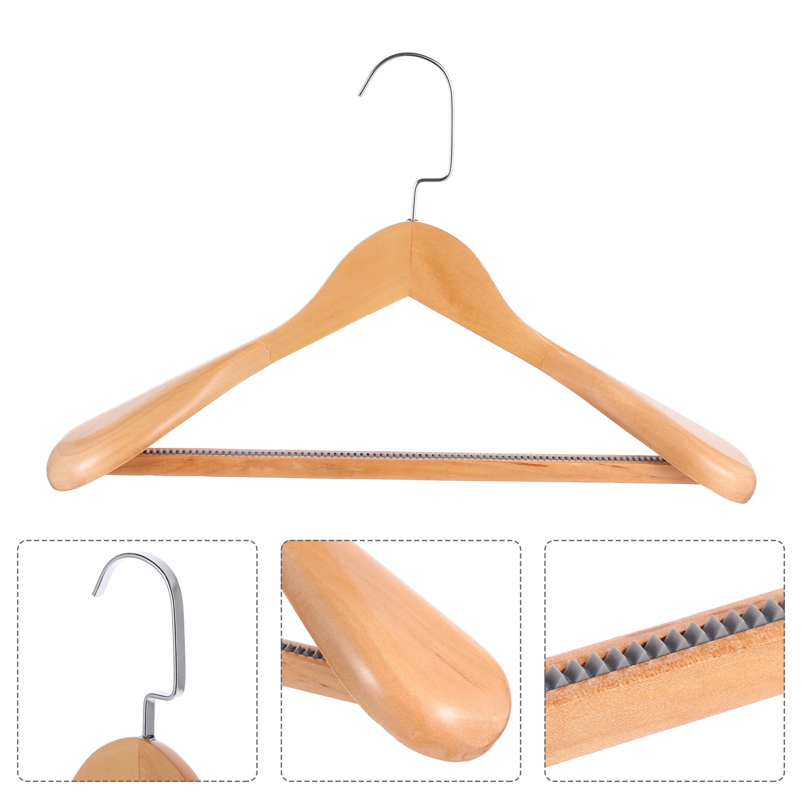 

4pcs Solid Wood Hanger Wide Shoulder Clothes Hangers for Coat Suit Women Khaki Flat Hook No Damage Smooth Edges Long Use