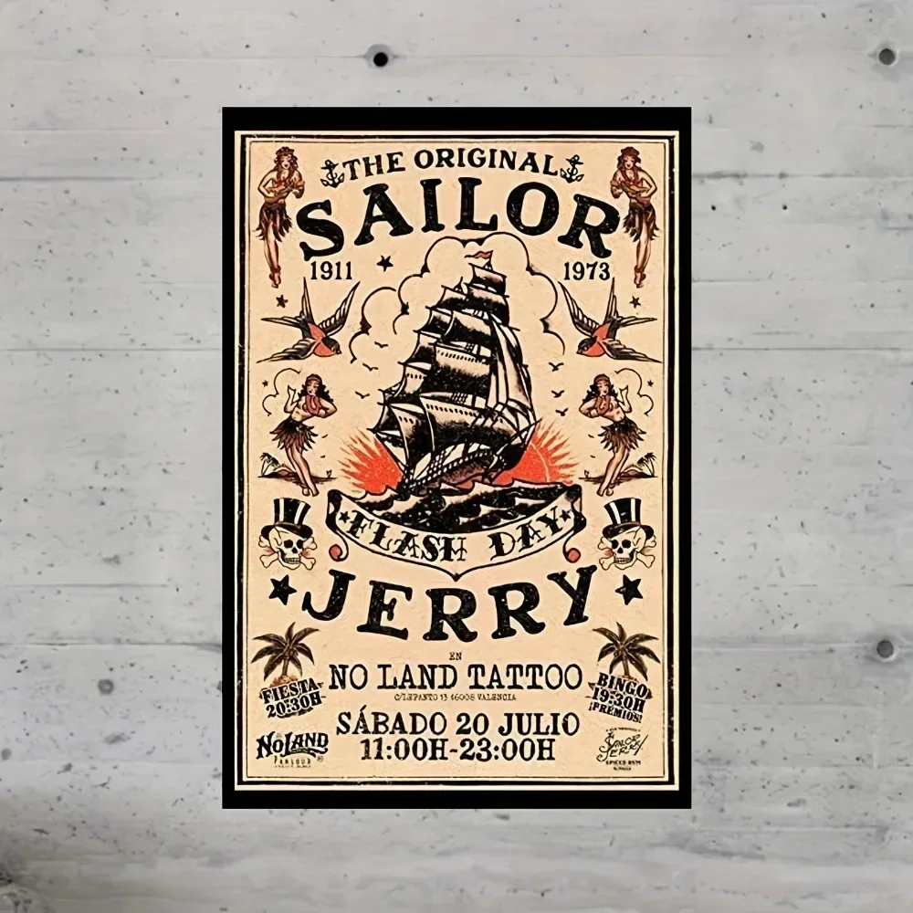 Letrero de estaño Vintage Sailor Jerry, arte de pared de Metal sin marco náutico, decoración de cueva de Pub Bar Man, placa Retro "La Original"
