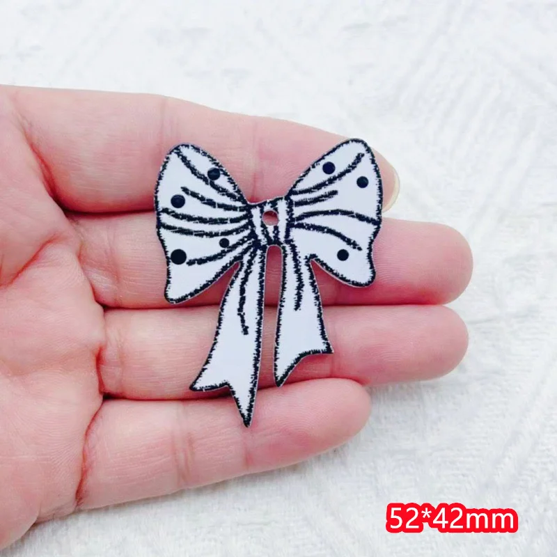 

Wholesale 46pcs/lot color pattern print cartoon bow shape acrylic bowknot beads diy jewelry garment hair accessory