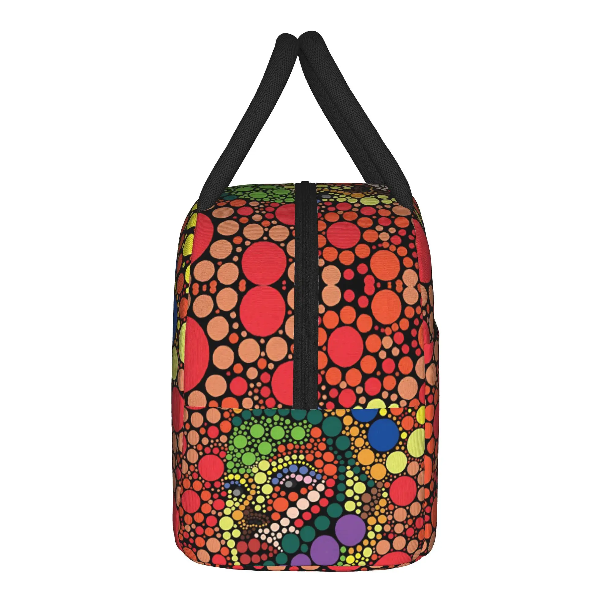 Yayoi Kusama Abstract Face Lunch Bag Japanese Artist Travel Lunch Box For Adult Tote Food Bags Oxford Portable Zipper Cooler Bag