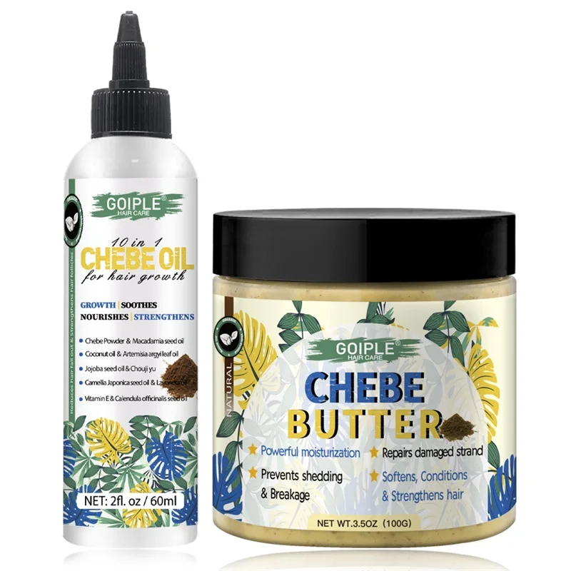 GOIPLE Chebe Hair Growth Oil & Butter Kit Anti-hair Loss Fast Regrowth Care Product Chebe Essence Powder for Repair Damaged Hair